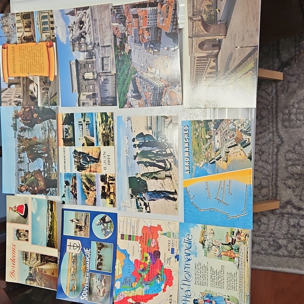 Collection of Vintage European Postcards - Bordeaux, Montpellier, Arromances
